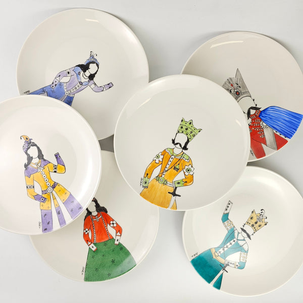 Hand Painted Qajar Characters Appetizer Plates