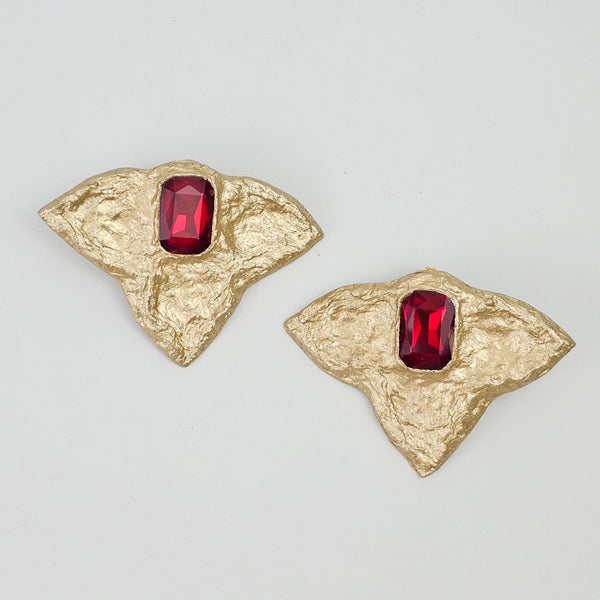 Triple Leaf Paper Mache Earring