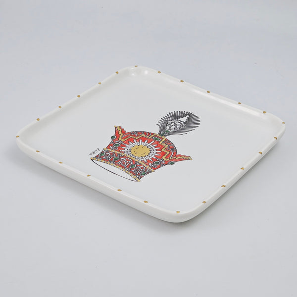Pahlavi Crown Rounded edge Jewelry Dish with Gold Touches
