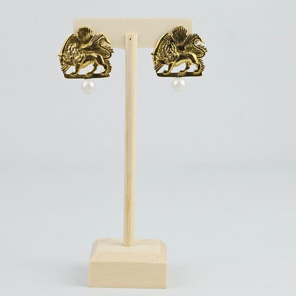 Brass Shir o Khorshid Pearl Earrings