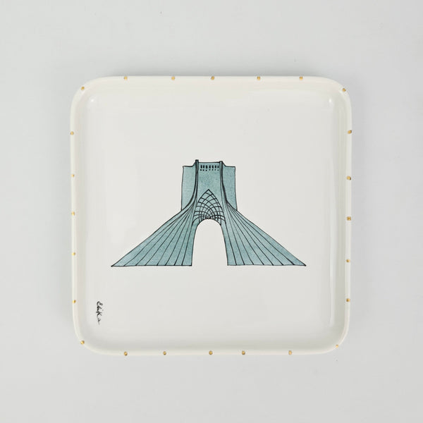 Shahyad Rounded edge Jewelry Dish with Gold Touches