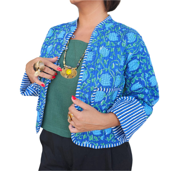 Reversible Blue Flowers Jacket