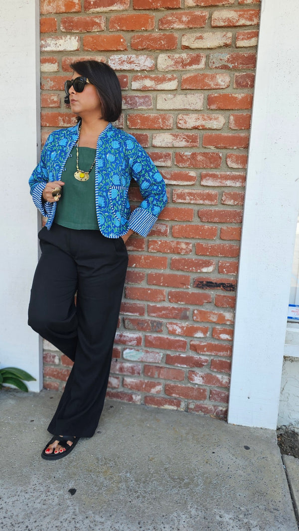 Reversible Blue Flowers Jacket