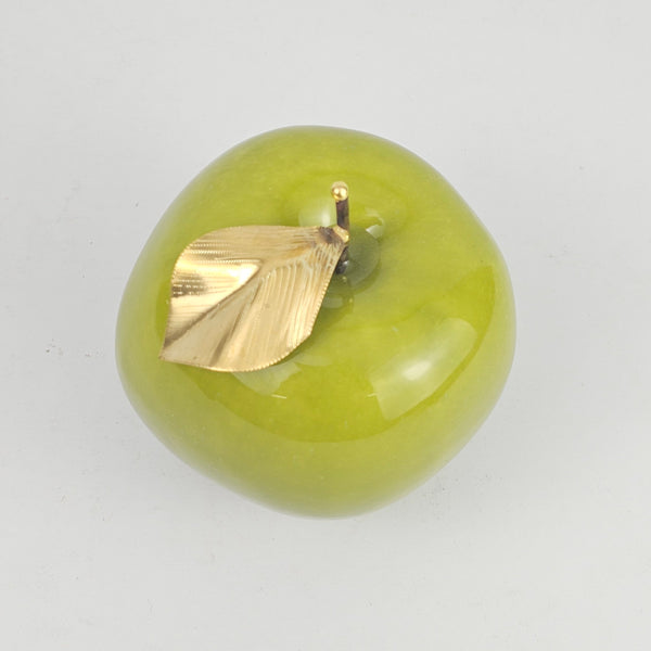 Decorative Ceramic Apple with Brass Leaf