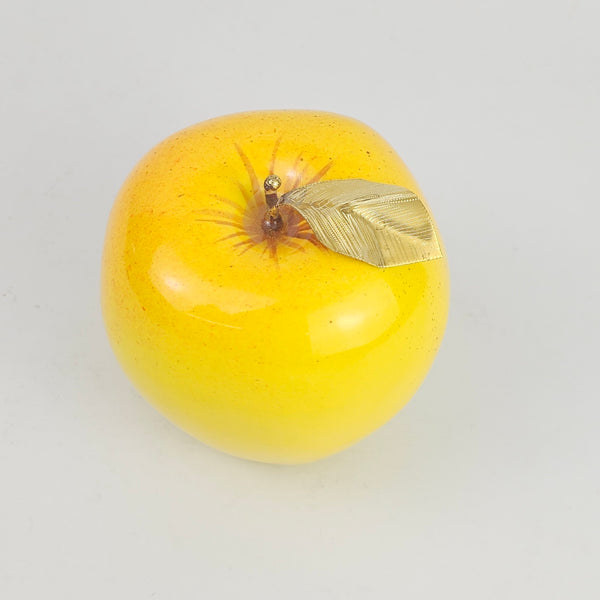Decorative Ceramic Apple with Brass Leaf