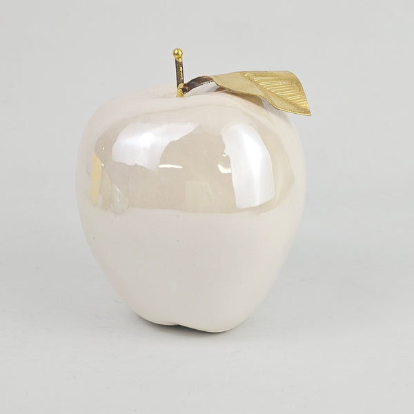Decorative Ceramic Apple with Brass Leaf