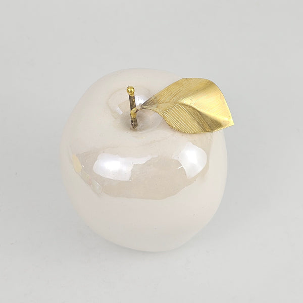 Decorative Ceramic Apple with Brass Leaf