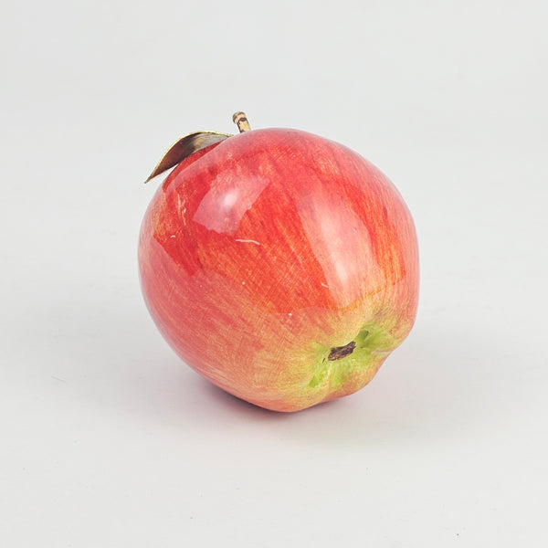 Decorative Ceramic Apple with Brass Leaf