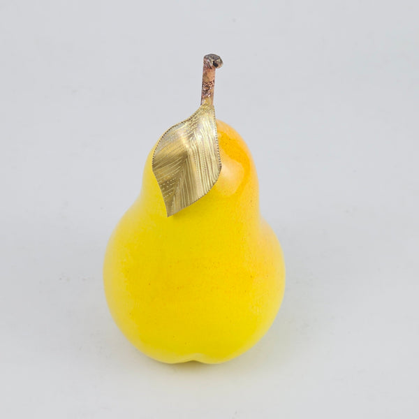 Decorative Ceramic Pears with Brass Leaf
