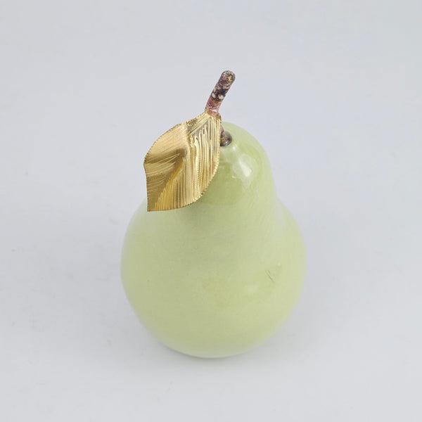Decorative Ceramic Pears with Brass Leaf