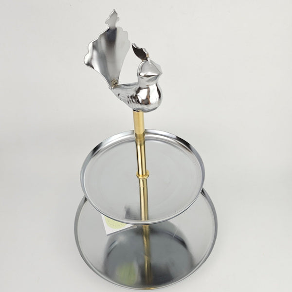 Persian Bird Metal Two Tier Rounded Server