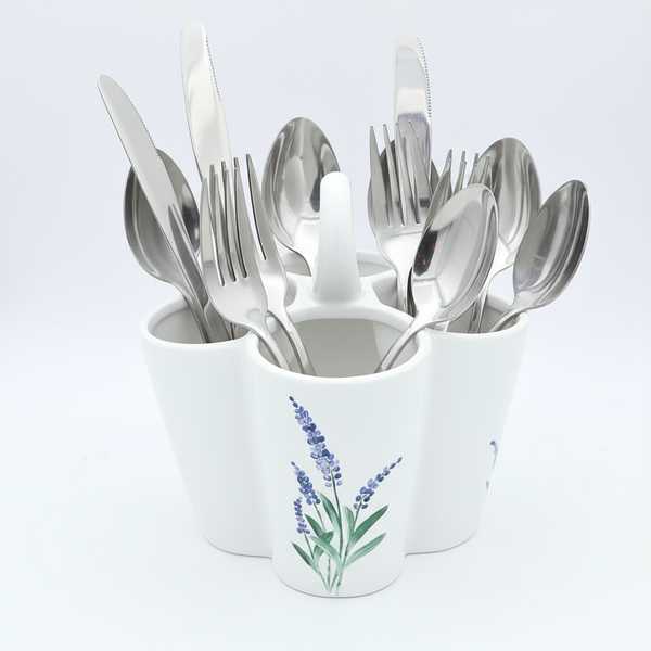 Hand Painted Lavender Utensil Holder