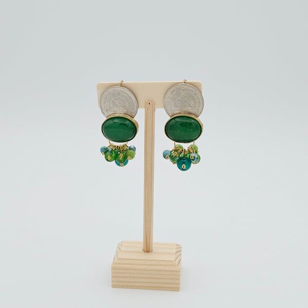 Shiro Khorshid Agate Brass Earrings