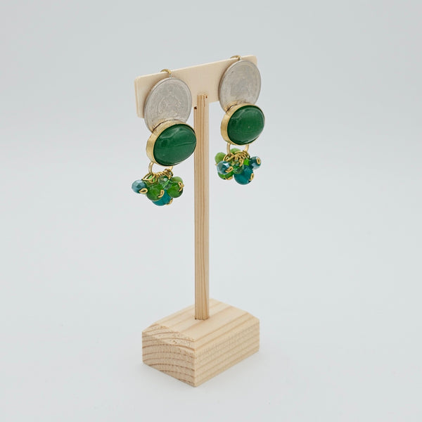 Shiro Khorshid Agate Brass Earrings