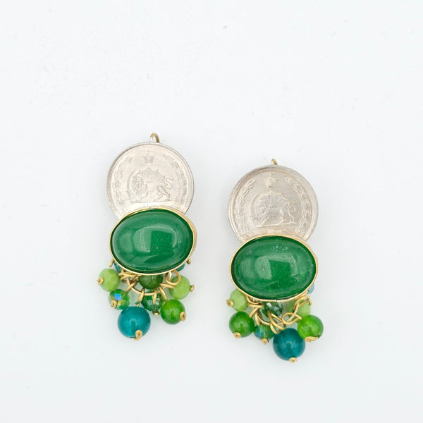 Shiro Khorshid Agate Brass Earrings
