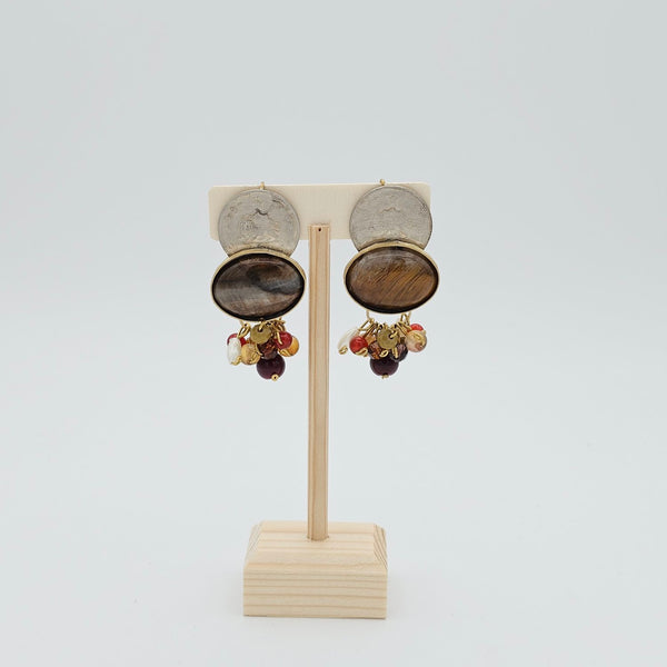 Shiro Khorshid Agate Brass Earrings