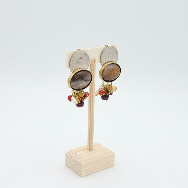Shiro Khorshid Agate Brass Earrings
