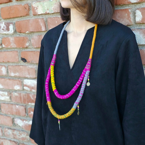 Handmade Kowli Colorful Necklace- Two Row