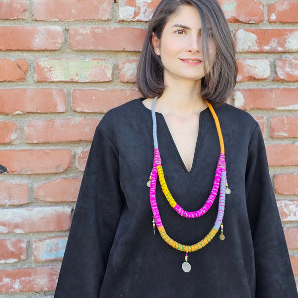 Handmade Kowli Colorful Necklace- Two Row