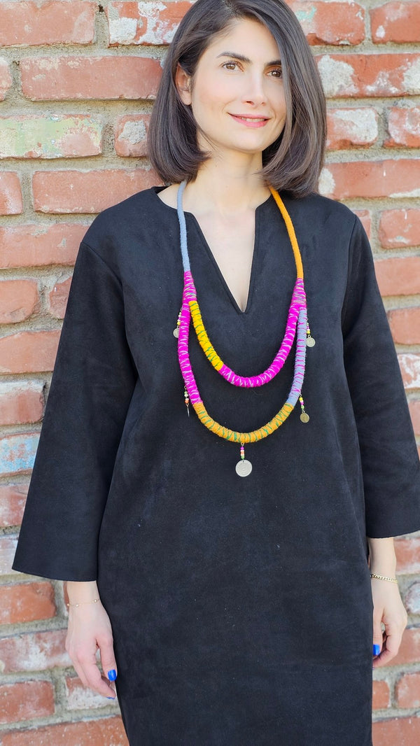 Handmade Kowli Colorful Necklace- Two Row