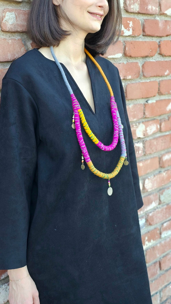 Handmade Kowli Colorful Necklace- Two Row