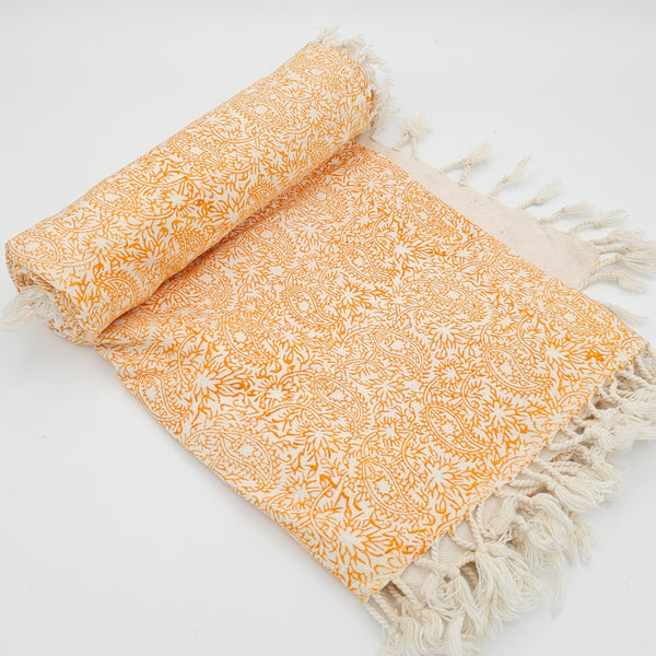 Amber Paisley Ghalamkari Tablecloth