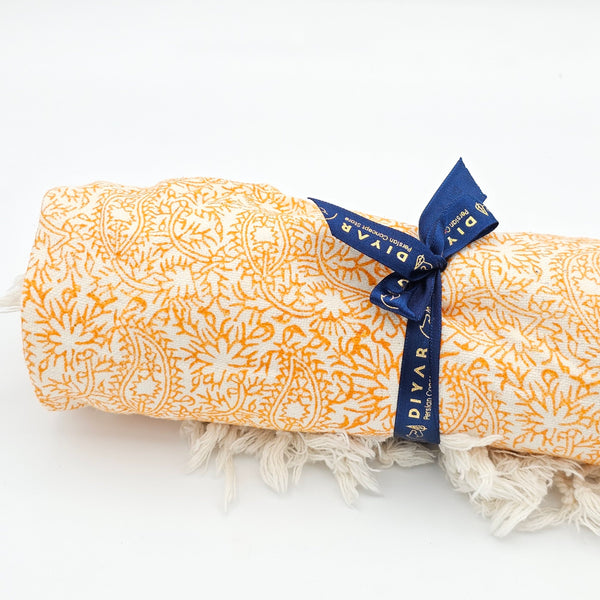 Amber Paisley Ghalamkari Tablecloth