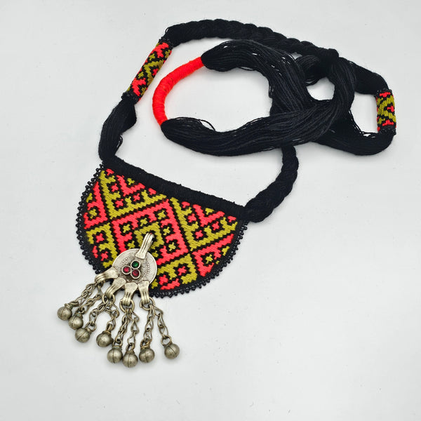 Vintage embroidery Necklace With Earring