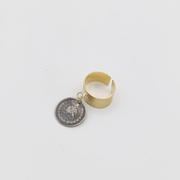 Pendant Pahlavi Coin with Brass Ring- 1 Rial