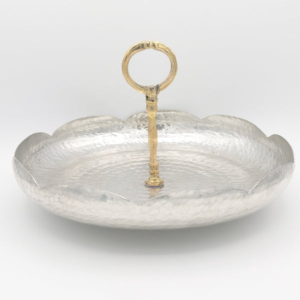 Wave Copper serving Tray with Brass Stand