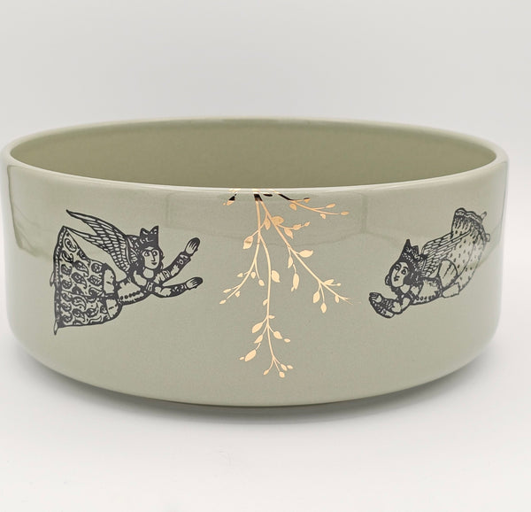 Persian Angel Large Rounded Bowl with Gold