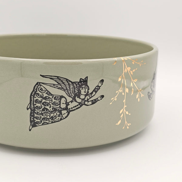 Persian Angel Large Rounded Bowl with Gold