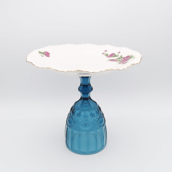 Golesorkhi Rounded Plate with Blue Glass Stand