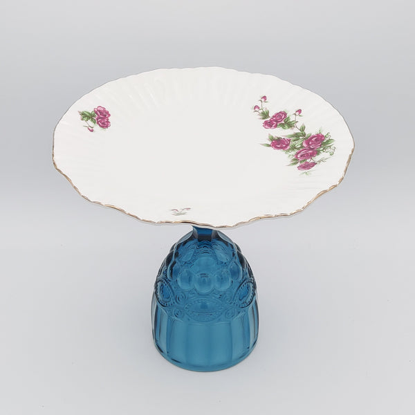 Golesorkhi Rounded Plate with Blue Glass Stand