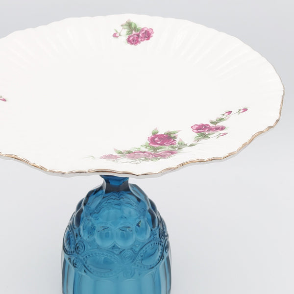 Golesorkhi Rounded Plate with Blue Glass Stand