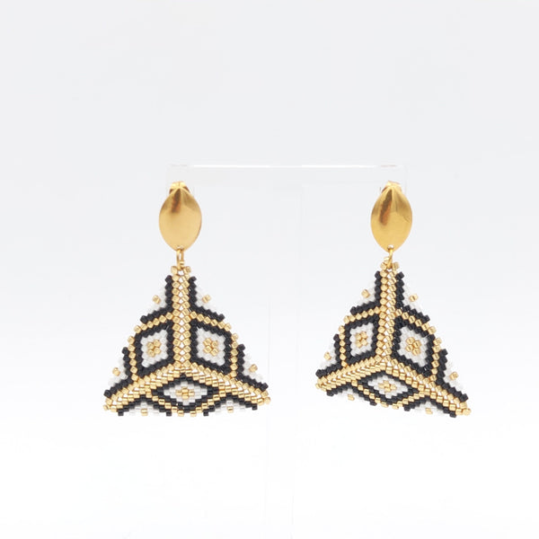 Hand-Beaded Black Triangle Embroidery