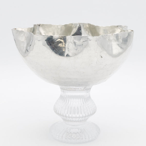 Waved Copper Bowl With Glass Stand