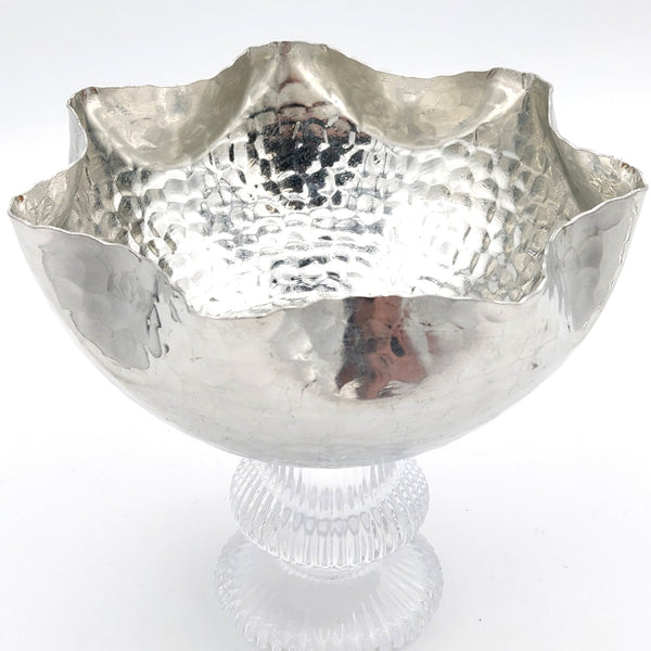 Waved Copper Bowl With Glass Stand