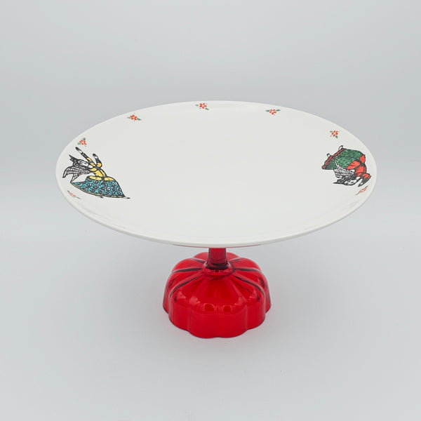 Persian Angel Rounded Plate with Red Glass Stand