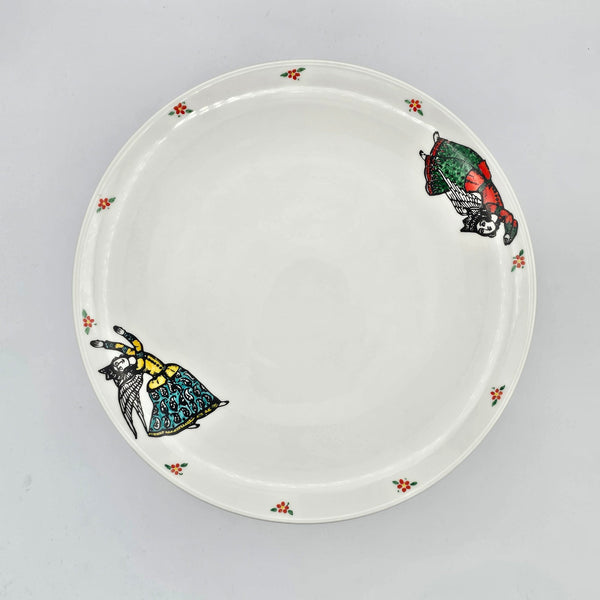 Persian Angel Rounded Plate with Red Glass Stand