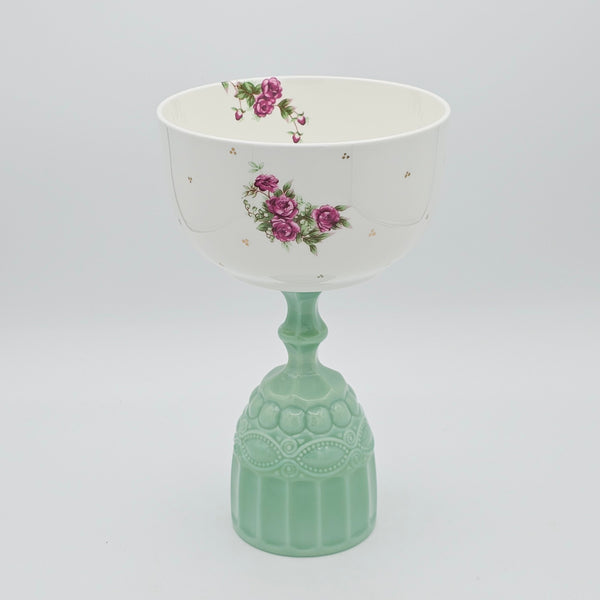 Golesorkhi Bowl with Glass Stand with Gold Touches