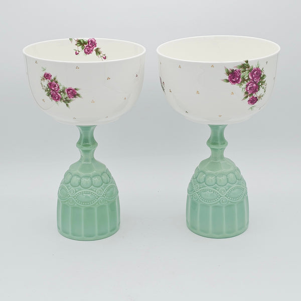 Golesorkhi Bowl with Glass Stand with Gold Touches