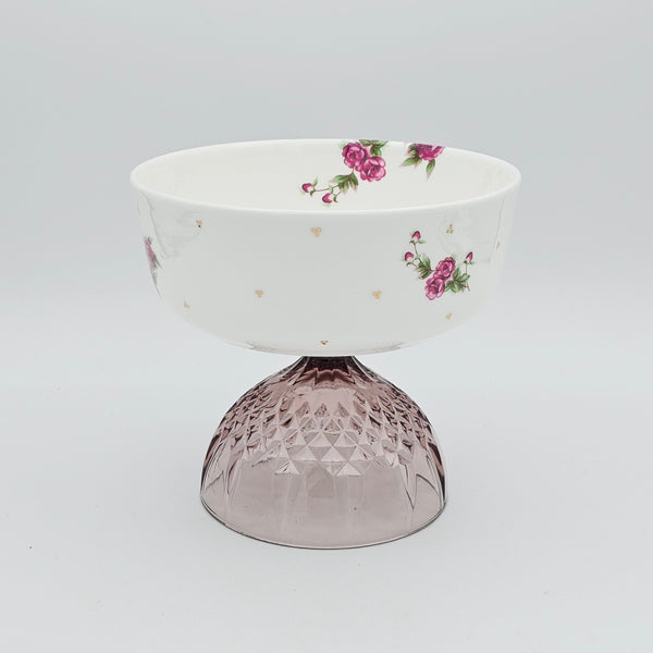 Golesorkhi Bowl with Glass Stand and Gold Touches