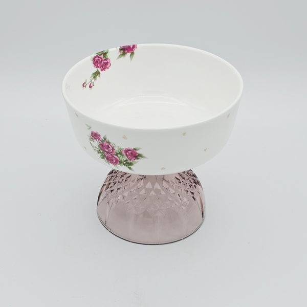 Golesorkhi Bowl with Glass Stand and Gold Touches