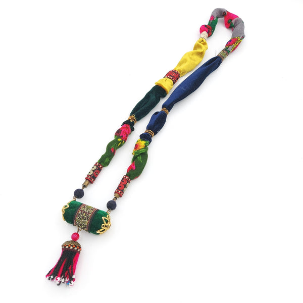 Green Vintage Patchwork Necklace