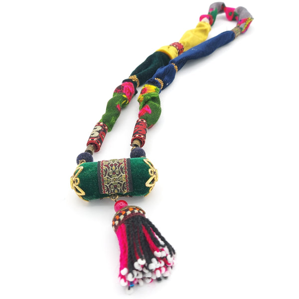 Green Vintage Patchwork Necklace