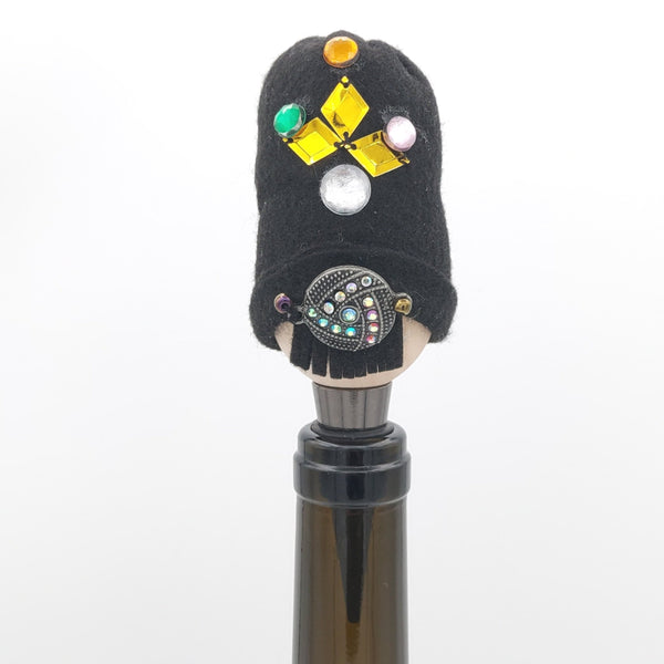 Black Hat Qajar Character Bottle Stopper