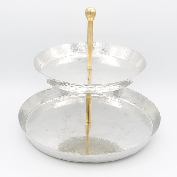 Two Tier Copper Tray with Brass