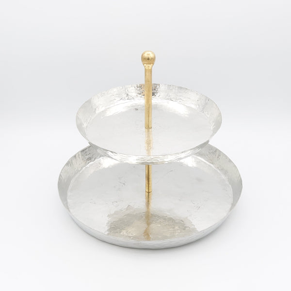 Two Tier Copper Tray with Brass