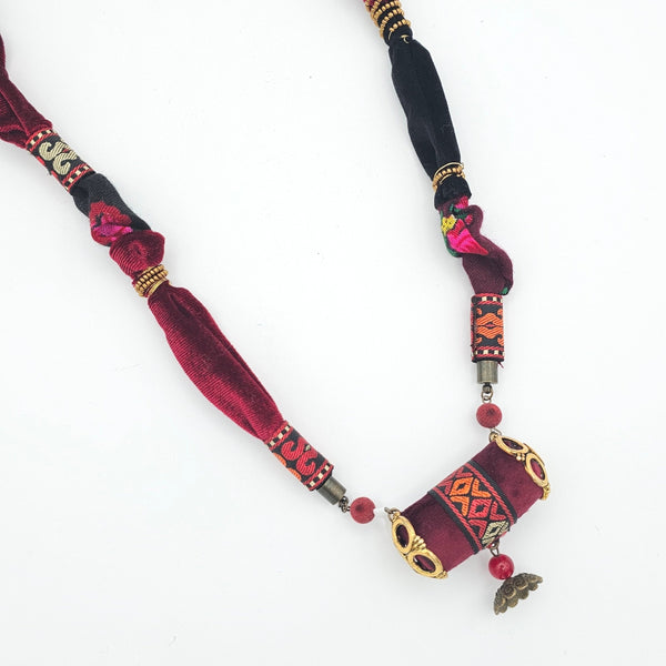 Red Vintage Patchwork Necklace